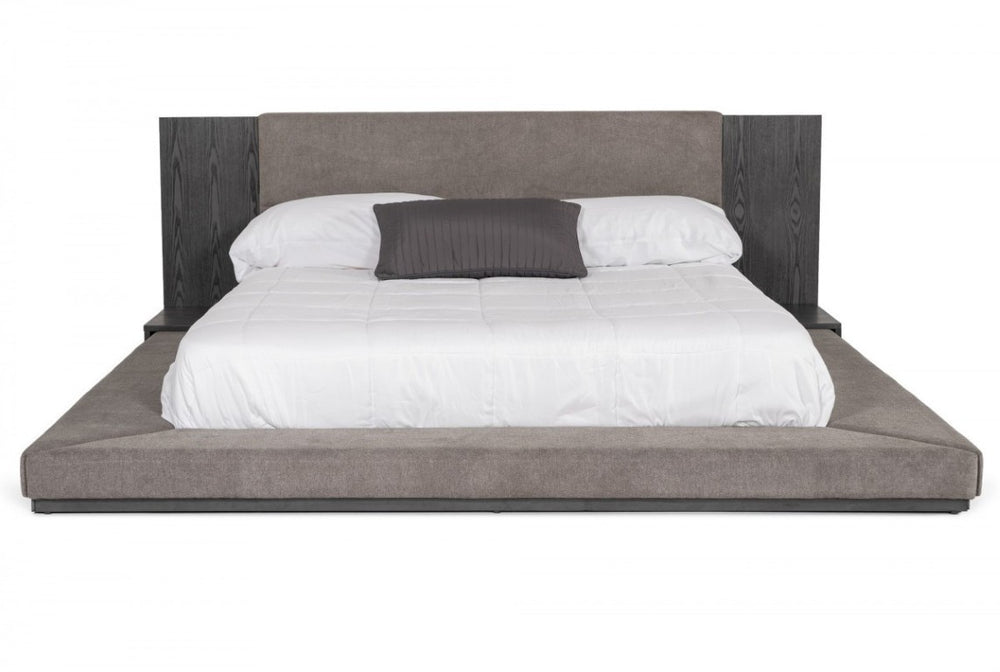 HomeRoots Gray Upholstered California King Bed Modern Fabric Frame for a Stylish Bedroom 486225