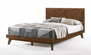 Homeroots Brown Wood Queen Bed Frame   486232