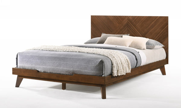 HomeRoots Walnut King Bed Frame Solid Wood Construction Elegant Bedroom Furniture Statement 486233