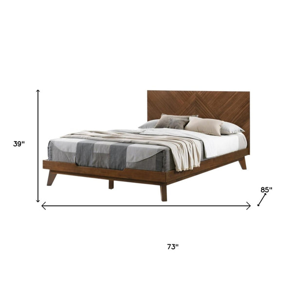 HomeRoots Brown Wood California King Bed Frame - Stylish Mid-Century Modern Design with Durable Support & Comfort 486234