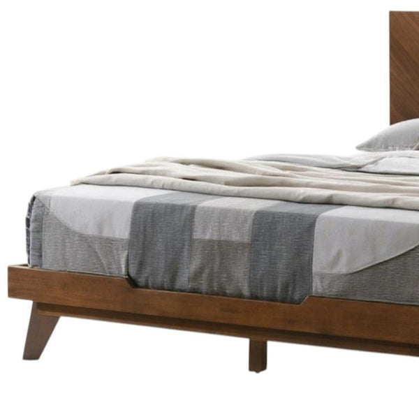 HomeRoots Brown Wood California King Bed Frame - Stylish Mid-Century Modern Design with Durable Support & Comfort 486234