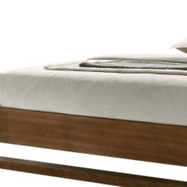 Homeroots Brown Wood Queen Bed Frame   486235