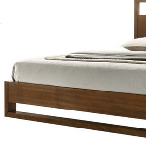 Homeroots Brown Wood Queen Bed Frame   486235