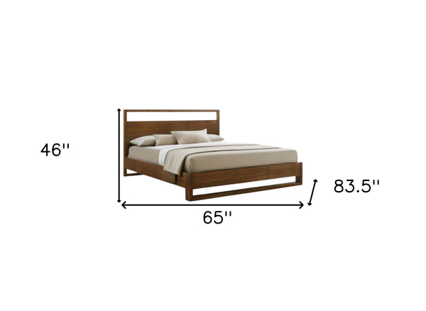 Homeroots Brown Wood Queen Bed Frame   486235