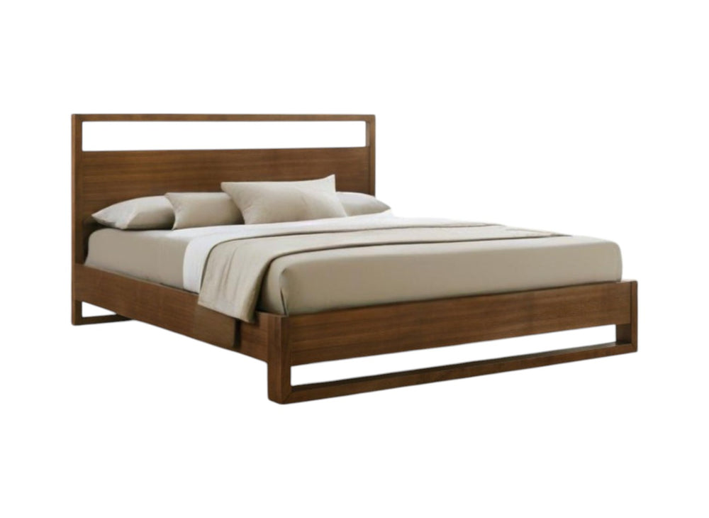 Homeroots Brown Wood King Bed Frame  Manufactured Wood,Solid Wood 486236