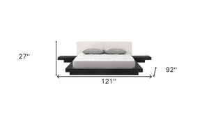 Homeroots Black And White Solid Wood And Faux Leather Queen Bed Frame   486238
