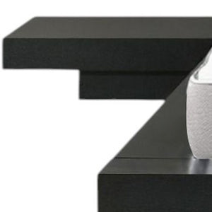 Homeroots Black And White Solid Wood And Faux Leather Queen Bed Frame   486238