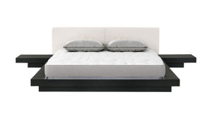 Homeroots Black And White Solid Wood And Faux Leather Queen Bed Frame   486238