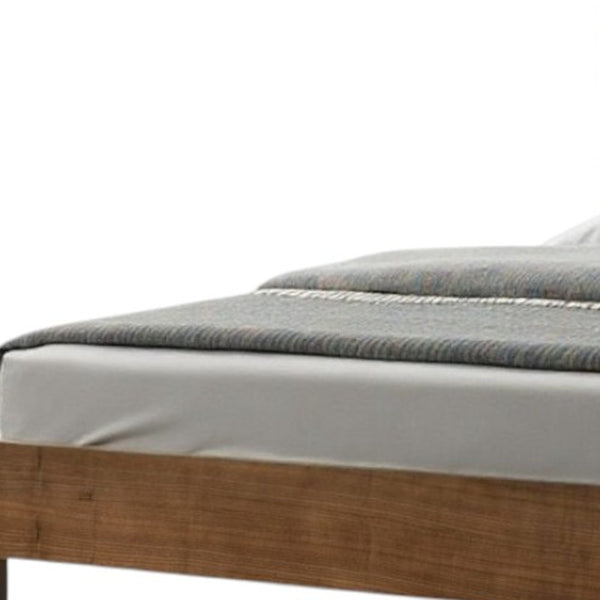 Homeroots Brown And Gray Wood Tufted Upholstered Queen Bed Frame  Manufactured Wood,Solid Wood,Fabric 486246