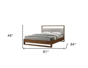 Homeroots Brown And Gray Wood Tufted Upholstered King Bed Frame   486247