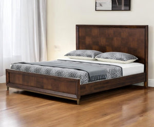 Homeroots Brown Wood Queen Bed Frame   486249