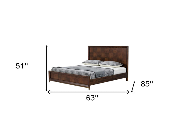 Homeroots Brown Wood Queen Bed Frame   486249