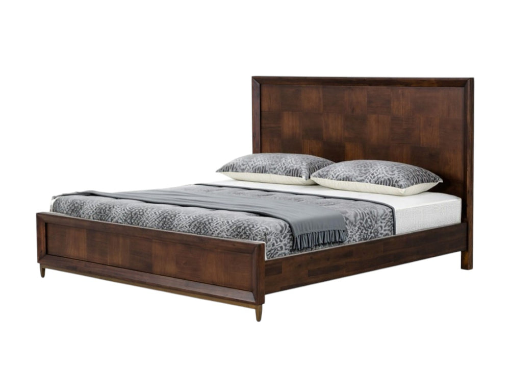 Homeroots Brown Wood Queen Bed Frame   486249