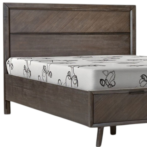 Homeroots Dark Brown Solid Wood Queen With Two Drawers Bed Frame   486251