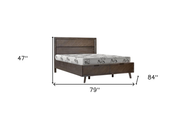 Homeroots Dark Brown Solid Wood King With Two Drawers Bed Frame   486252