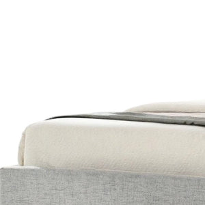 Homeroots Brown And Gray Wood Upholstered Queen Bed Frame   486253