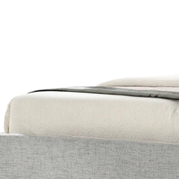 Homeroots Brown And Gray Wood Upholstered King Bed Frame   486254