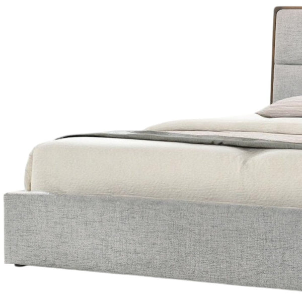 Homeroots Brown And Gray Wood Upholstered King Bed Frame   486254