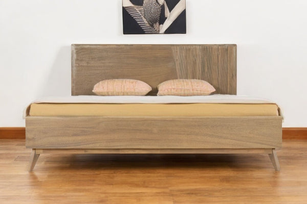 Homeroots Natural Wood Queen Bed Frame   486259