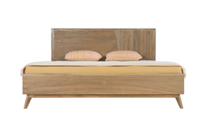 Homeroots Natural Wood King Bed Frame   486260