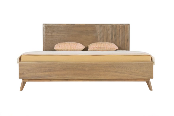 Homeroots Natural Wood King Bed Frame   486260