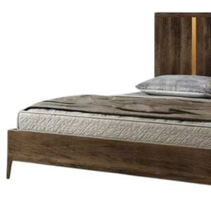 Homeroots Brown And Gold Wood King Bed Frame   486262