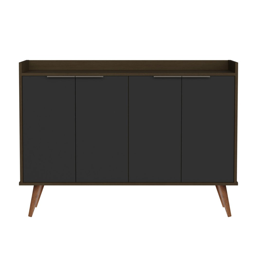 HomeRoots 47" Scandinavian-Inspired Buffet Chest in Dark Brown and Black with 6 Shelves for Stylish Storage 486277