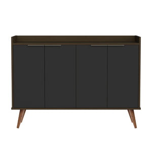 HomeRoots 47" Scandinavian-Inspired Buffet Chest in Dark Brown and Black with 6 Shelves for Stylish Storage 486277