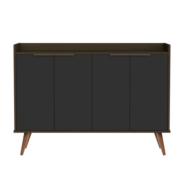 HomeRoots 47" Scandinavian-Inspired Buffet Chest in Dark Brown and Black with 6 Shelves for Stylish Storage 486277