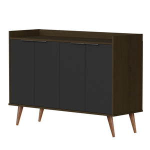 HomeRoots 47" Scandinavian-Inspired Buffet Chest in Dark Brown and Black with 6 Shelves for Stylish Storage 486277