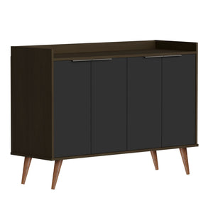 HomeRoots 47" Scandinavian-Inspired Buffet Chest in Dark Brown and Black with 6 Shelves for Stylish Storage 486277
