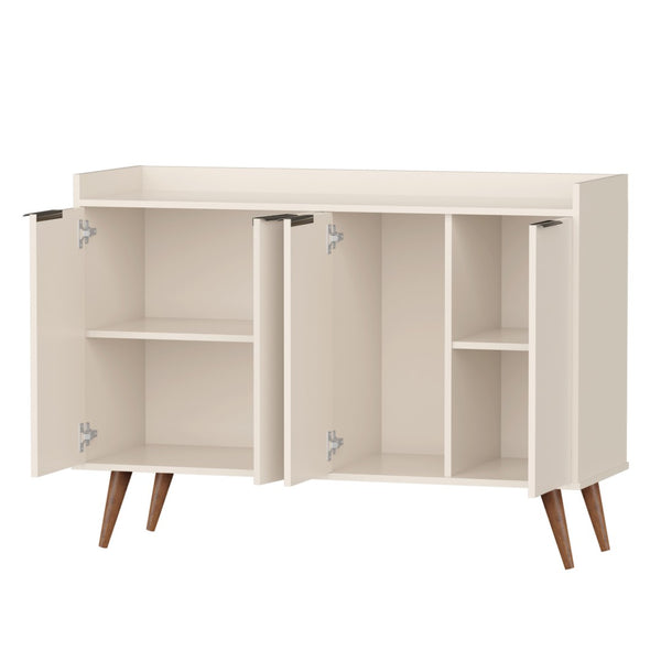 HomeRoots 47" Scandinavian-Inspired Buffet Chest in Dark Brown and Black with 6 Shelves for Stylish Storage 486277