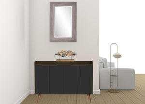 HomeRoots 47" Scandinavian-Inspired Buffet Chest in Dark Brown and Black with 6 Shelves for Stylish Storage 486277