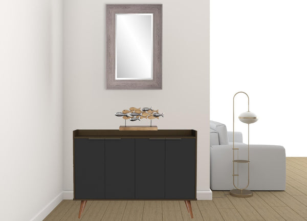 HomeRoots 47" Scandinavian-Inspired Buffet Chest in Dark Brown and Black with 6 Shelves for Stylish Storage 486277