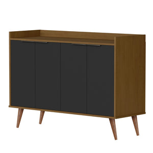 HomeRoots 47" Brown Walnut and Black Buffet Accent Chest - Mid-Century Modern Storage Solution for Any Space 486278