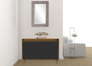 HomeRoots 47" Brown Walnut and Black Buffet Accent Chest - Mid-Century Modern Storage Solution for Any Space 486278