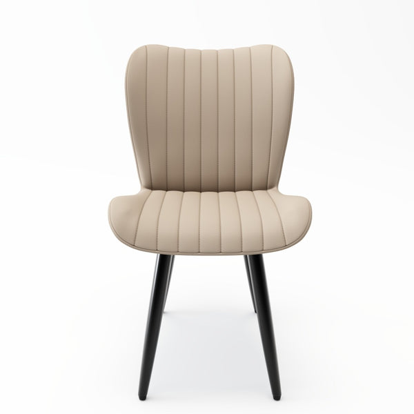 English Elm Set of 2 Armless Faux Leather Dining Chairs with Cushioned Seats and Metal Legs Cream W3316P426939
