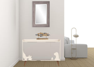 HomeRoots 47" Off White and Natural Buffet Accent Chest - Elegant Scandinavian Design with 6 Shelves & Storage 486279