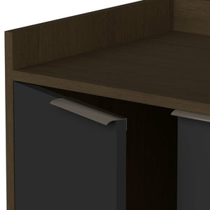 HomeRoots 35" Stylish Dark Brown and Black Buffet Chest with Three Shelves for Modern Home Storage Solutions 486280