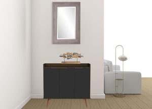 HomeRoots 35" Stylish Dark Brown and Black Buffet Chest with Three Shelves for Modern Home Storage Solutions 486280