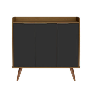 HomeRoots 35" Scandinavian-Style Brown Walnut Buffet Chest with 3 Shelves for Modern Storage & Organization 486281