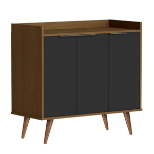 HomeRoots 35" Scandinavian-Style Brown Walnut Buffet Chest with 3 Shelves for Modern Storage & Organization 486281