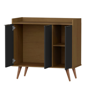 HomeRoots 35" Scandinavian-Style Brown Walnut Buffet Chest with 3 Shelves for Modern Storage & Organization 486281