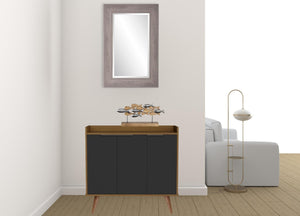 HomeRoots 35" Scandinavian-Style Brown Walnut Buffet Chest with 3 Shelves for Modern Storage & Organization 486281