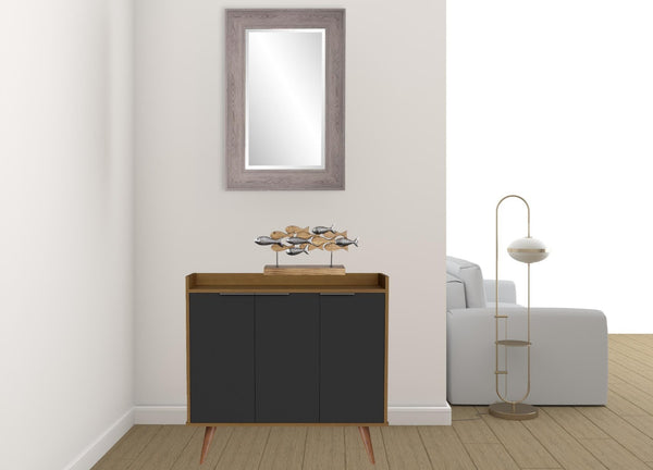 HomeRoots 35" Scandinavian-Style Brown Walnut Buffet Chest with 3 Shelves for Modern Storage & Organization 486281