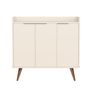 HomeRoots 35" Off White Buffet Chest with Natural Wood Legs - Stylish Scandinavian Storage Solution for Any Room 486282
