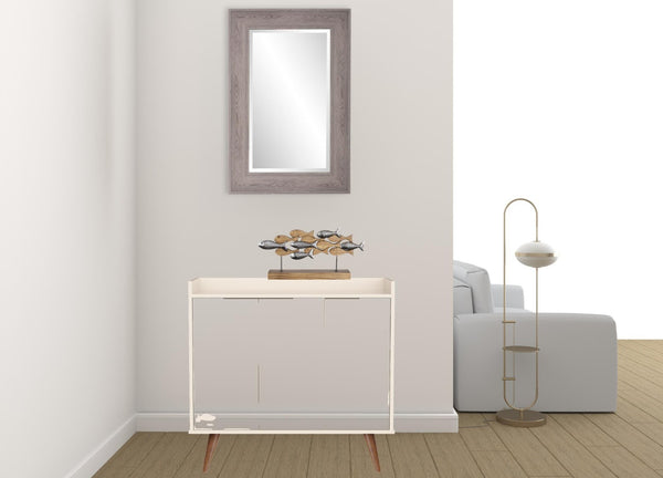 HomeRoots 35" Off White Buffet Chest with Natural Wood Legs - Stylish Scandinavian Storage Solution for Any Room 486282