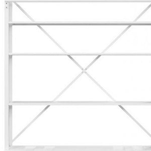 Homeroots 83" White Four Tier Cargo Style Bookcase With Cabinets And Ladder   486286