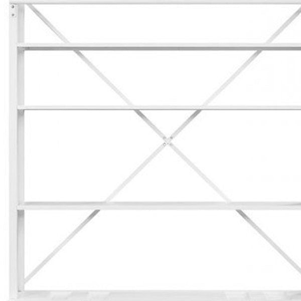 Homeroots 83" White Four Tier Cargo Style Bookcase With Cabinets And Ladder   486286