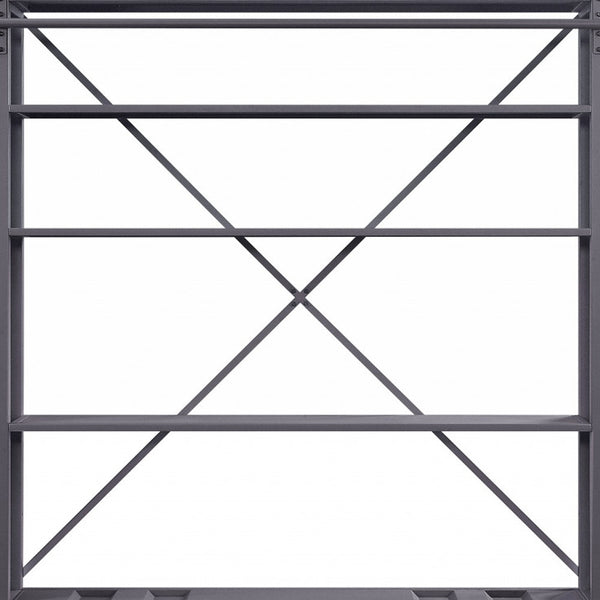 Homeroots 83" Gray Four Tier Cargo Style Bookcase With Cabinets And Ladder   486287